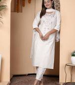 White women kurta pant dupatta set