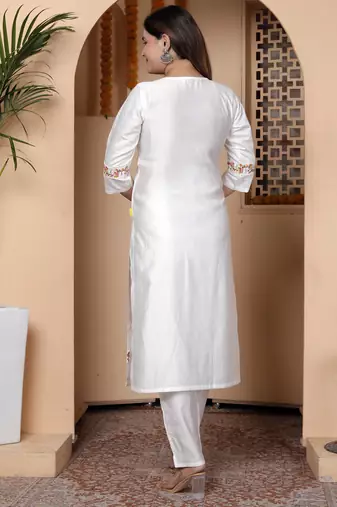 White women kurta pant dupatta set