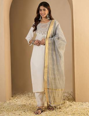 White women kurta pant dupatta set 1