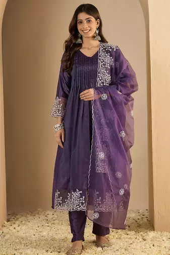 Lavender women kurta pant dupatta set