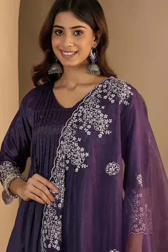 Lavender women kurta pant dupatta set