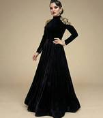Black embroidered velvet gown