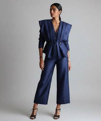 Blue raw silk co ord set 1