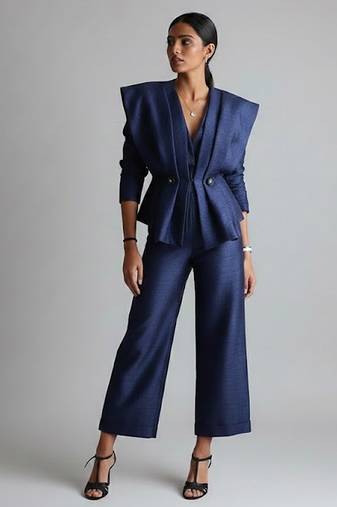 Blue raw silk co ord set