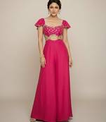 Pink embroidered silk co ord set