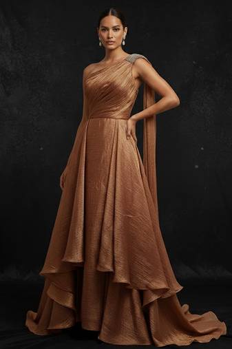 Brown silk gown