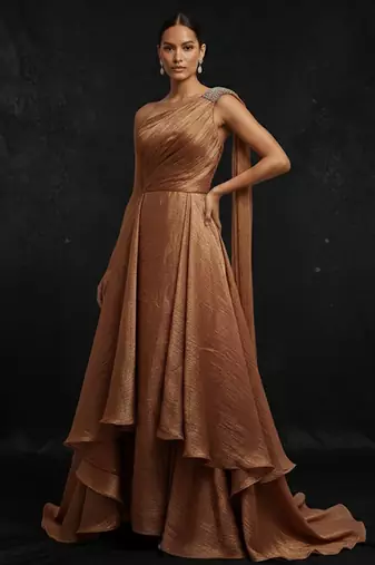 Brown silk gown
