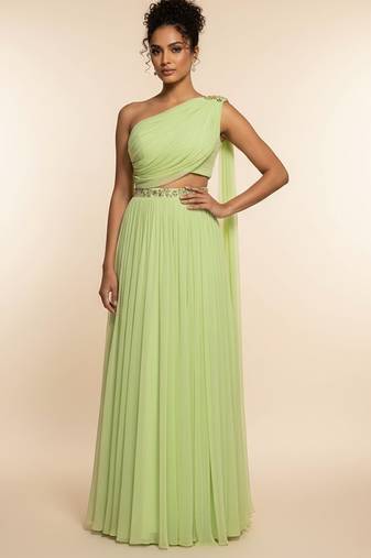 Green georgette co ord set