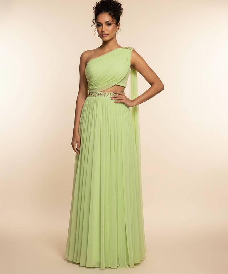 Green georgette co ord set
