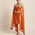 Orange embroidered silk kurta set