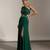 Green embroidered crepe dress