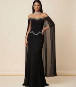 Black embroidered georgette dress