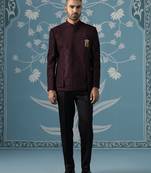 Elegant self-textured geometric bandhgala set