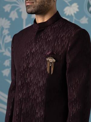 Elegant self-textured geometric bandhgala set 3