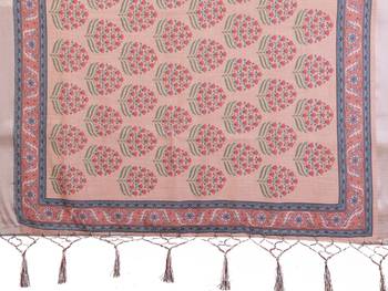 Peach cotton lilen digital printed saree with blouse 5