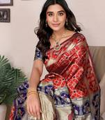 Red soft silk banarasi saree with blouse