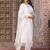 White viscose chanderi embroidered kurta set