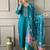 Turquoise chanderi embrodiered ready made suit