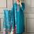 Turquoise chanderi embrodiered ready made suit
