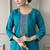 Turquoise chanderi embrodiered ready made suit