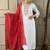 White viscose chanderi embroidered ready made kurta set