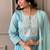 Sky blue chanderi embroidered a line kurta set