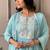 Sky blue chanderi embroidered a line kurta set