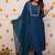 Rayon embroidered kurta set in teal blue