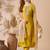Chanderi cotton embrodiered sttiched suit in mustard