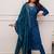 Teal blue color chanderi viscose sttiched kurta set