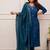 Teal blue color chanderi viscose sttiched kurta set