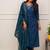 Teal blue color chanderi viscose sttiched kurta set