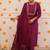 Rayon embroidered kurta set in wine