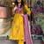 Mustard embroidered print mulsin fabric kurta set