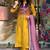 Mustard embroidered print mulsin fabric kurta set