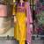 Mustard embroidered print mulsin fabric kurta set