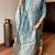 Aqua blue color chanderi viscose straight suit