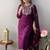 Purple rayon slub embroidered kurta set
