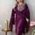 Purple rayon slub embroidered kurta set