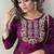 Purple rayon slub embroidered kurta set