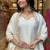 Off white chanderi embroidered straight suit