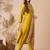 Chanderi cotton embrodiered sttiched suit in mustard