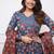 Blue color cotton print anarkali suit