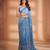 Sky blue ombre floral embroidered saree