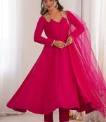 Women ranipink ethnic anarkali kurta set for festive & wedding wear