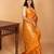 Turmeric yellow temple border pure kanchi silk saree
