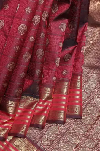 Maroon pure zari silk saree