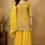 Yellow chinon silk full stitched free size palazzo suits upto 44