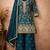 Teal chinon silk full stitched free size palazzo suits