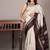 White and night brown zero zari pure  kanjivaram silk saree